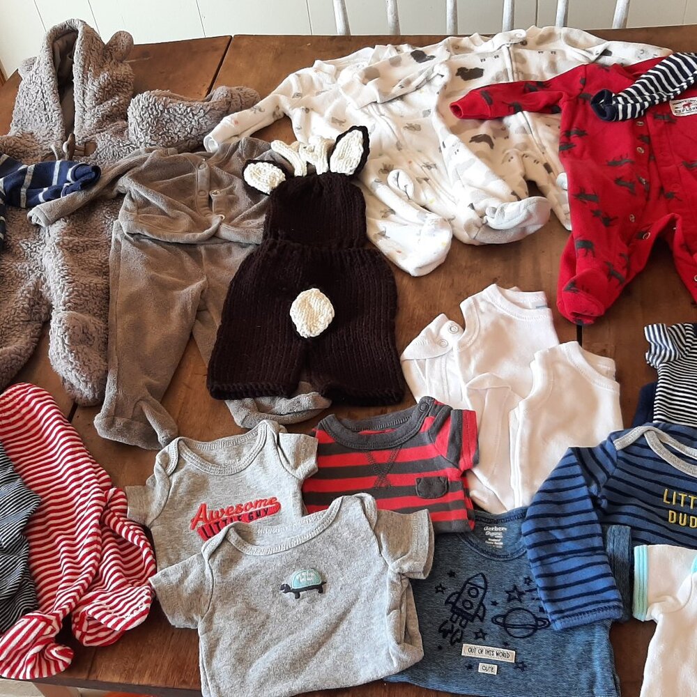 Newborn lot, including bunting suit and photoshoot outfit